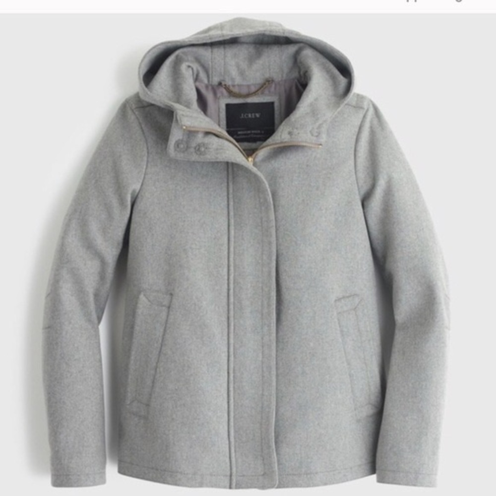 J Crew Melton Wool Hooded Bib Jacket Coat